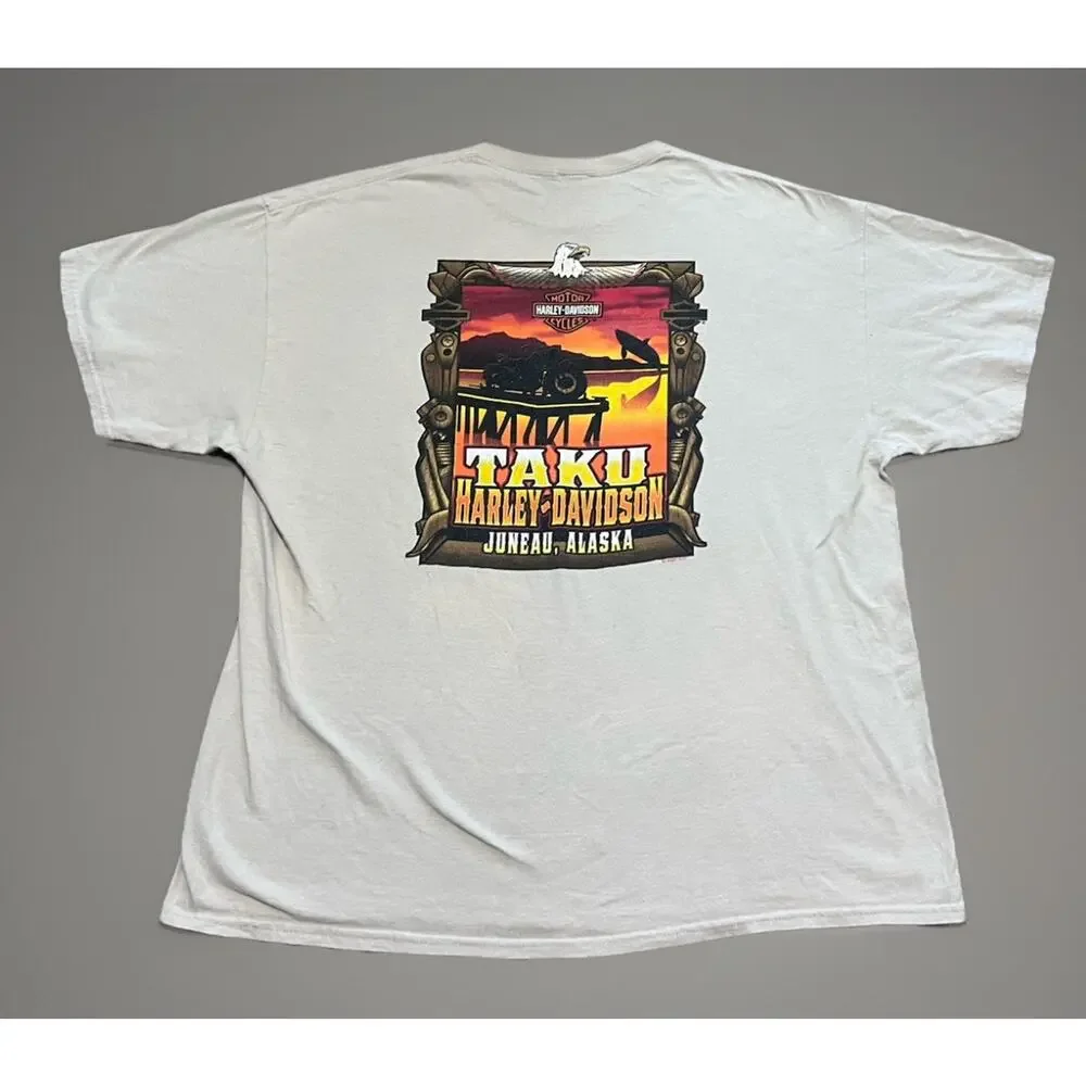 Harley Davidson Mens 2XL TAKU Juneau Alaska T-Shirt 2023 Eagle Totem